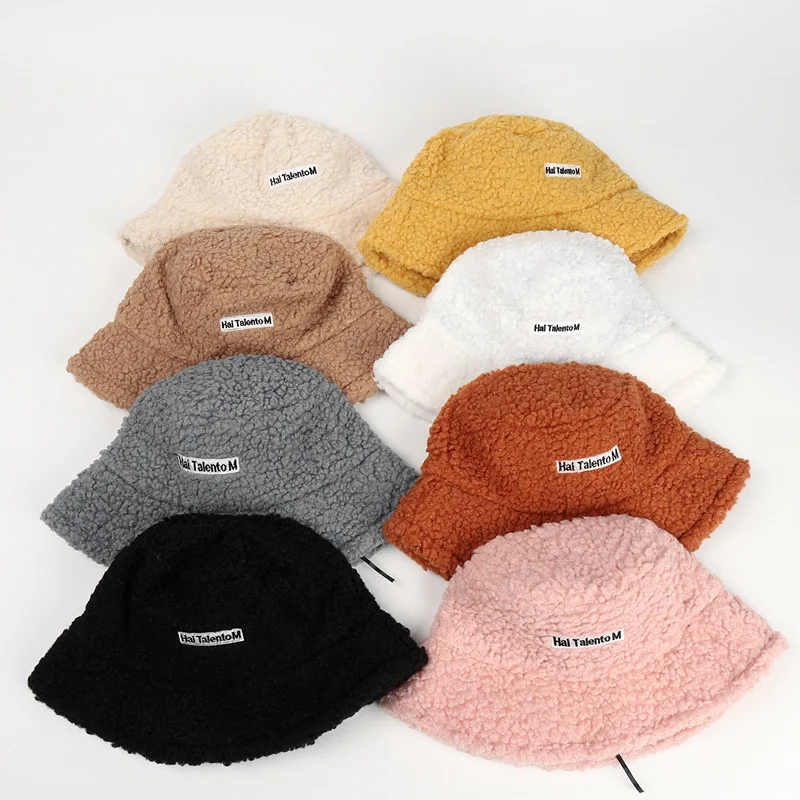 Lambswool Unisex Winter Bucket Hat with Embroidered Lettering