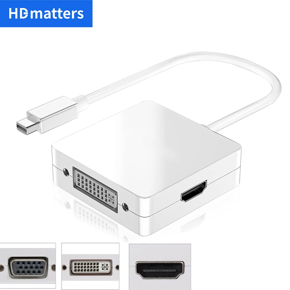 DAUERHAFT Cavo Adattatore Da DP A VGA 1.8m - Convertitore DisplayPort A VGA, Mini DP A HDMI Per PC E Laptop, 1080p - 3