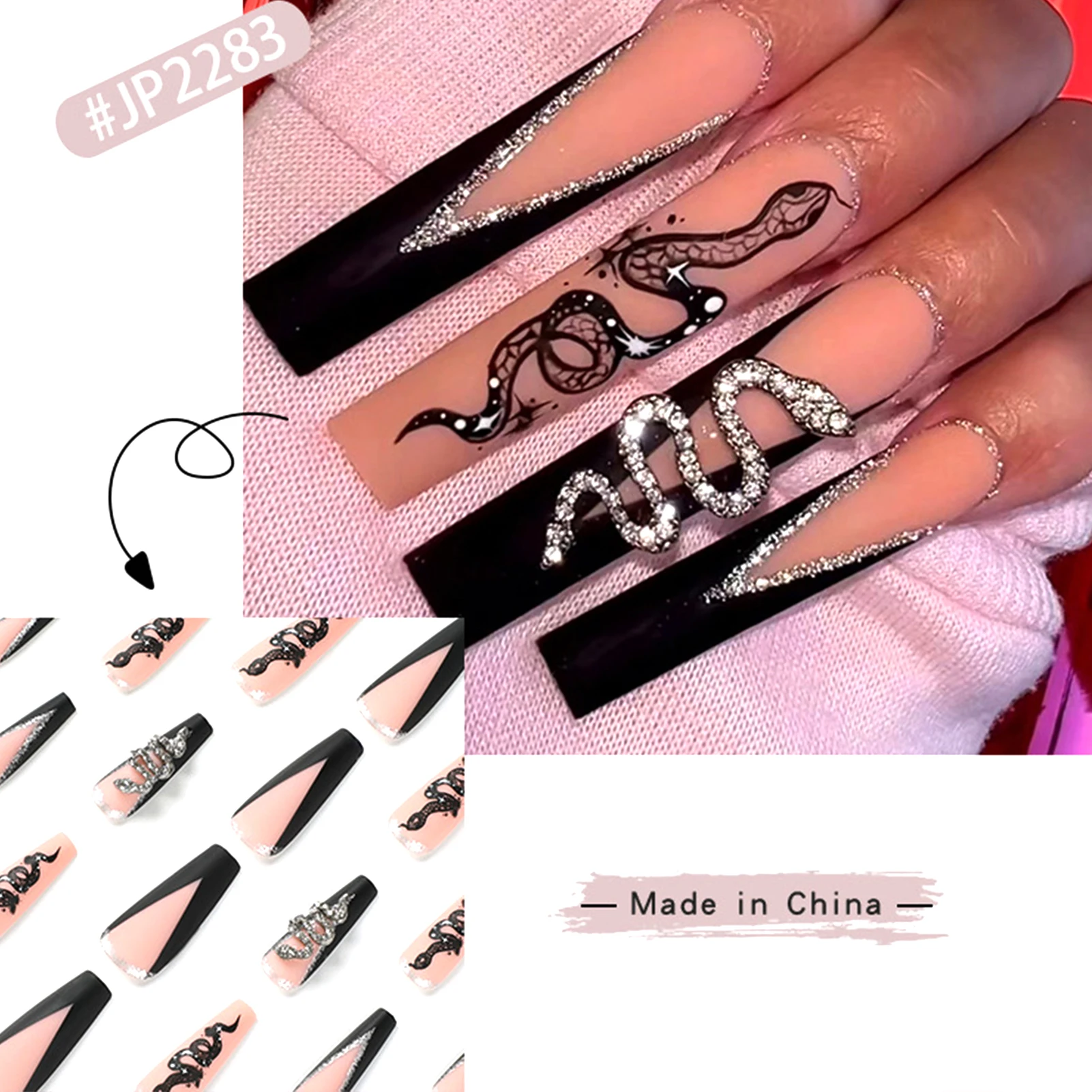 Y2k Long Coffin Press On Nails ballerina Fake Nails - Temu