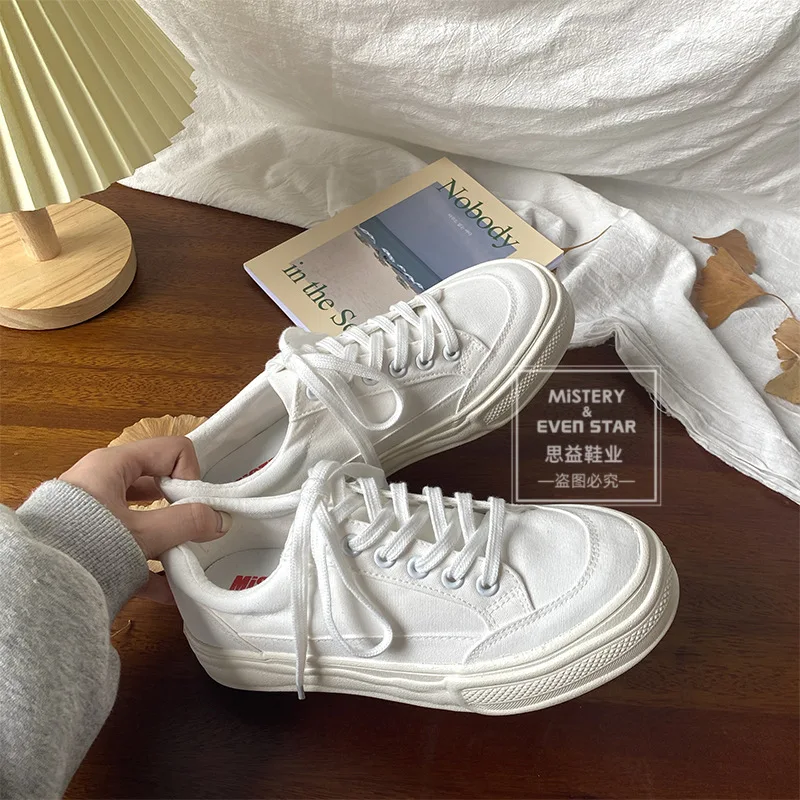 Platform Shoes Women Canvas Shoes Student Fashion Sneakers Woman Lace-up Casual Shoes Ladies Loafers Breathable Spring Autumn