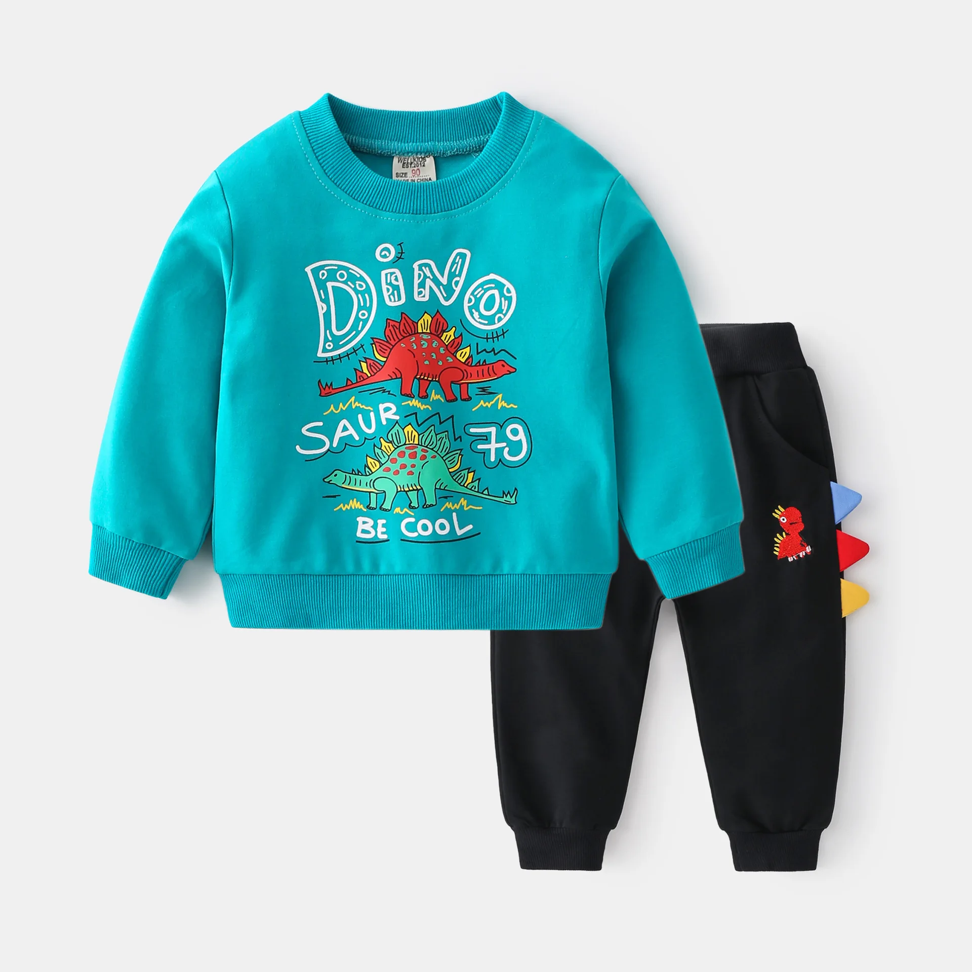 

ZWY1937 children's fashion version clothing new spring and autumn boys girls casual suit two-piece children's suits