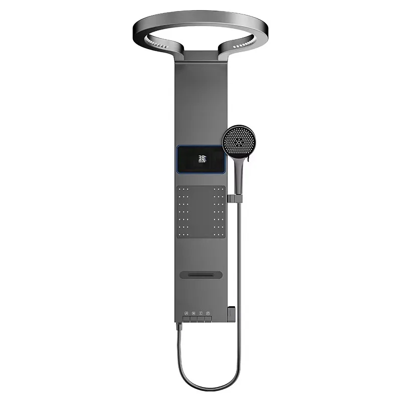 Multi Functional LED Shower Screen Wall Mounted Waterfall Shower Head Set Bathroom Digital Atmosphere Light Shower Set Screen