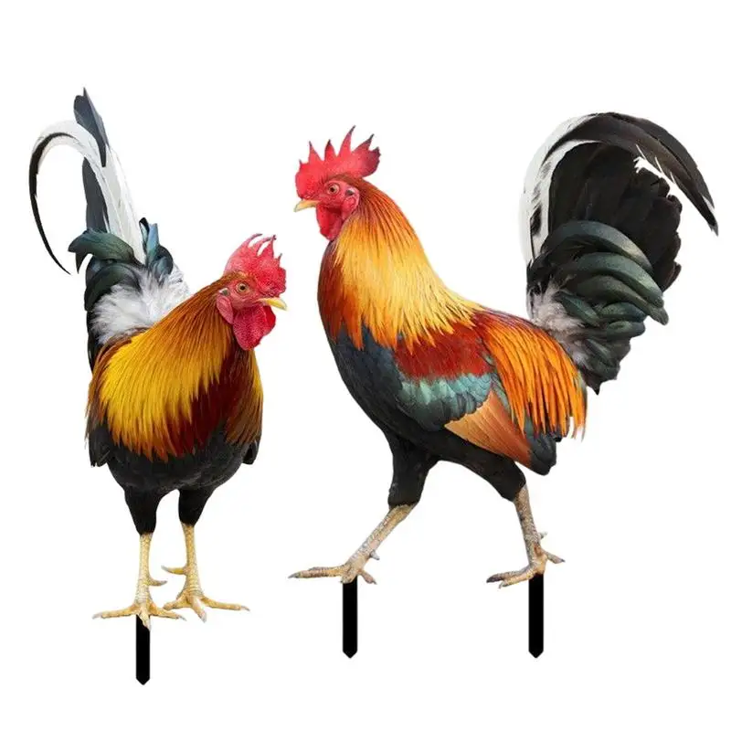 

2D Acrylic Rooster Sculpture Weatherproof realistic Garden Chicken Statue decorative Hen Figurine For Farm Patio Lawn Back Yard