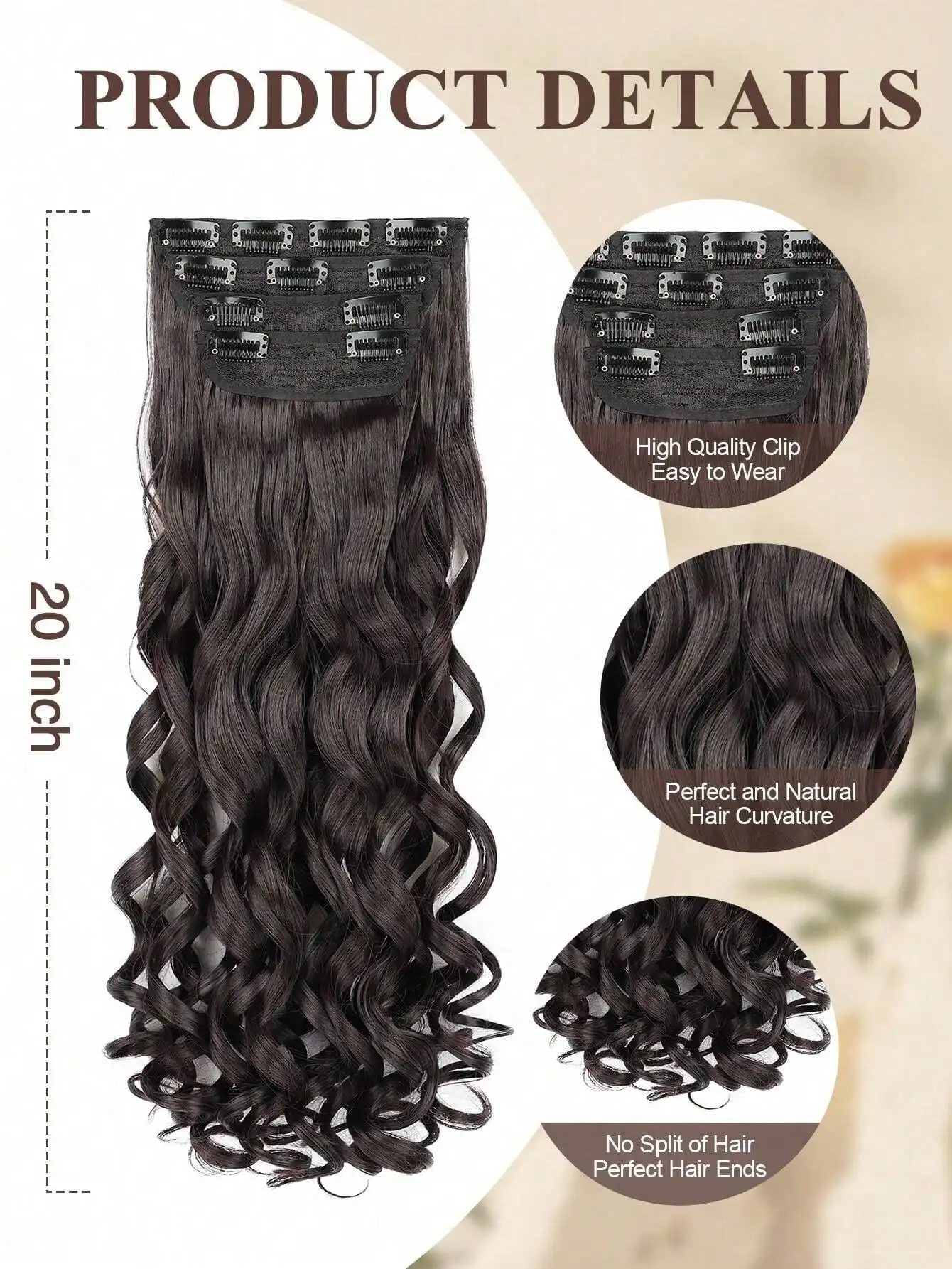 Synthetic Long Curly Hair Extensions Clip In For Women