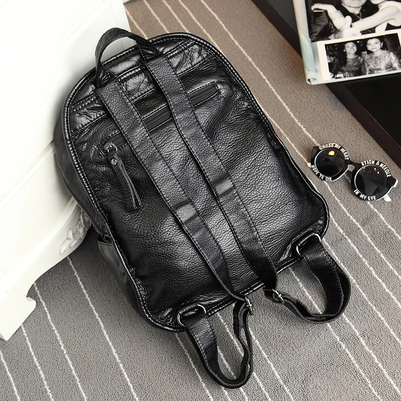 Fashion New Backpack Women's Soft Leather Backpack Trendy Student Schoolbag Leisure Versatile Travel
