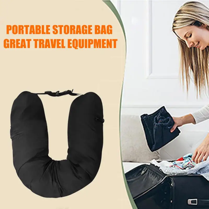 Portable Stuffable Neck Pillow Travel Neck Pillow Self-filling Travel Pillow for Travel with Refillable Support Cushion for Car 2