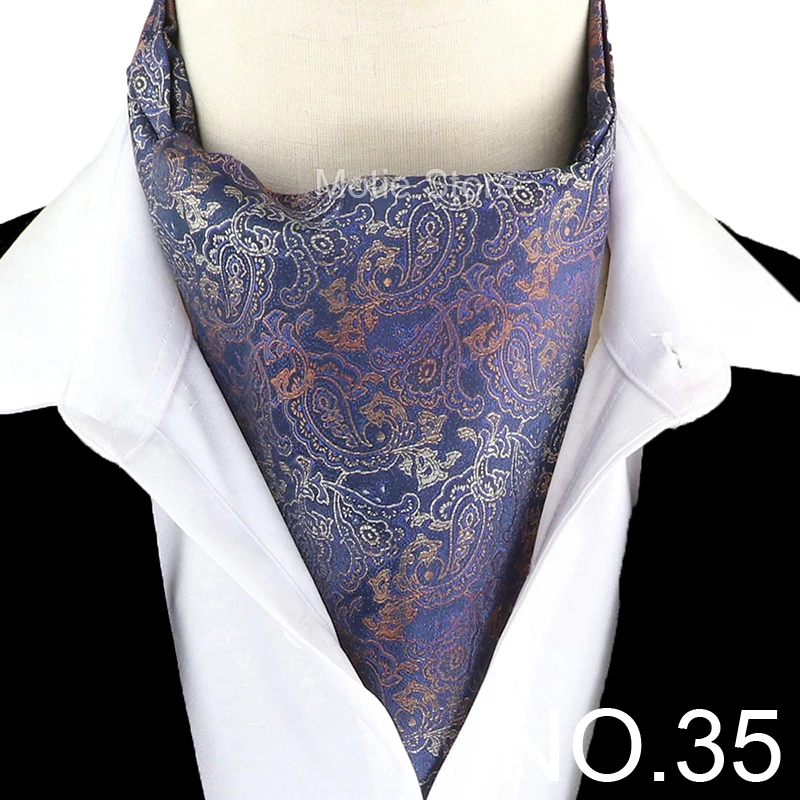 Anmutige Jacquard-Paisley-Cashew-Krawatte, formelles Ascot Scrunch Self British Gentleman Herrenschal, Polyester-Krawatte, Anzug-Accessoires – Detail 34