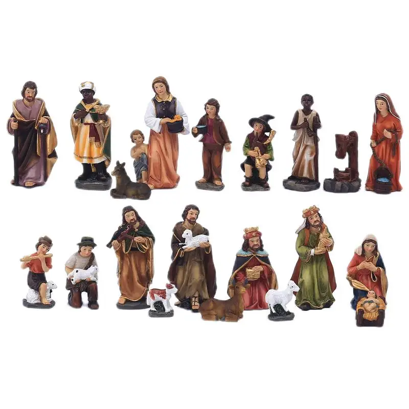 

Resin Nativity Sets figurine 20pcs Holy Nativity Statue nativity manger figurines Christmas Ornament for home tabletop decor