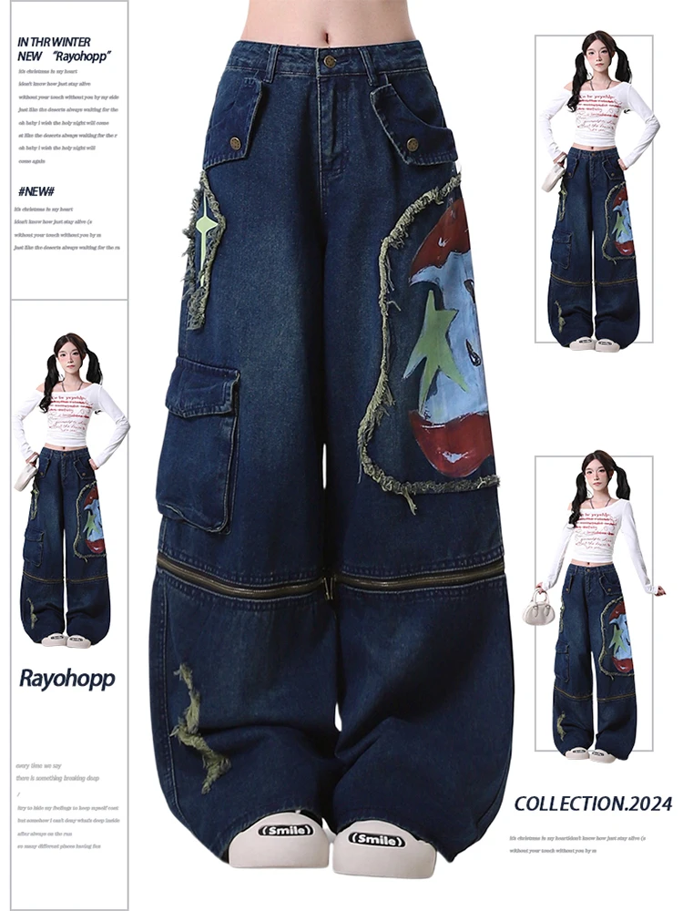 Women Tomboy Goblin Core Baggy Jean Japanese Y2K Streetwear Punk