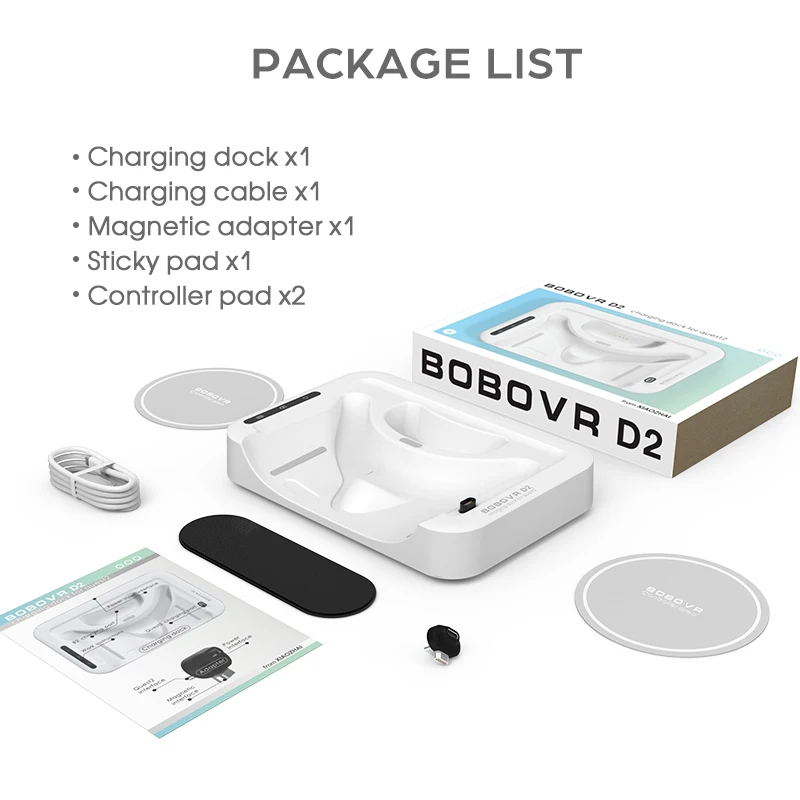 BOBOVR D2 Charging Dock for Oculus Quest 2 Magnetic Charging Station Stand for B2 Battery Packs