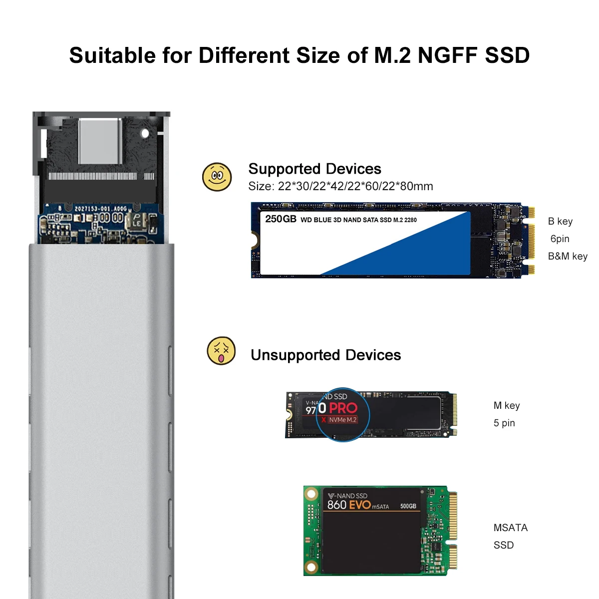 WAVLINK 80Gbps M.2 SSD 外付けケース Amazon.co.jp: WAVLINK M.2 SATA SSD 外付けケース Bキー/B+M