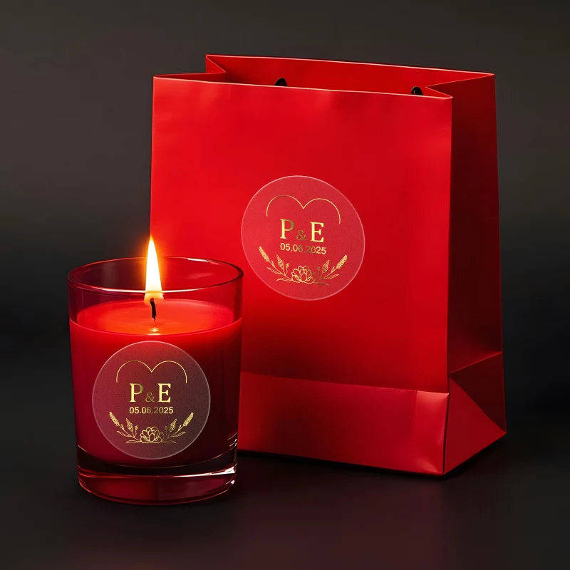 Custom Clear Gold Foil Stickers – Personalized Transparent Waterproof Labels for Weddin... - SKU SSL900266 - UGI Packaging