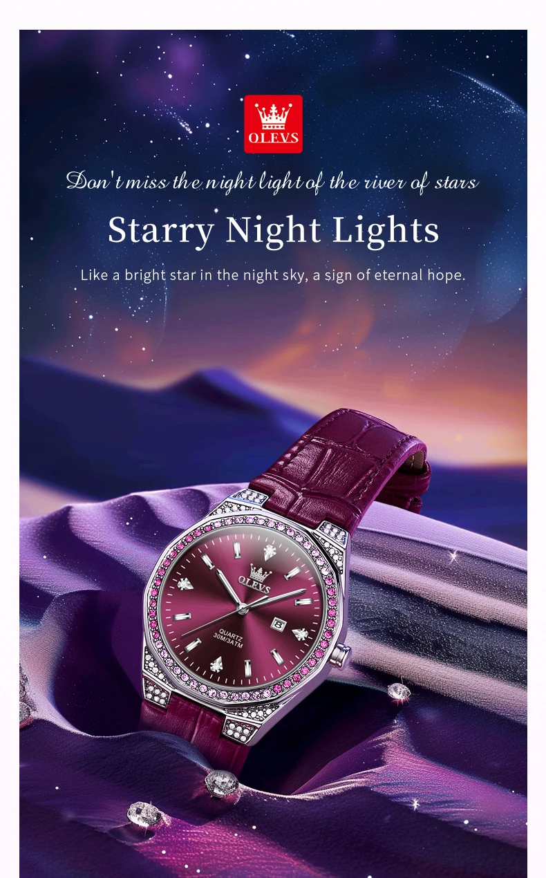 OLEVS Original Women's Watches Diamond Lap Fashion Leather Strap 3m Waterproof Luminous Ladies Wristwatch Quartz Watch for Women Scd77e24a458249d0a87ded35d6d34183K