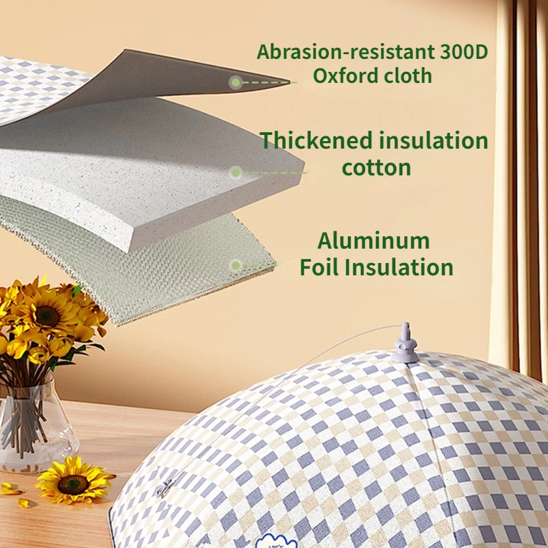 Insulation dish cover foldable household dining table cover new thickened aluminum foil dining table dust anti-mosquito