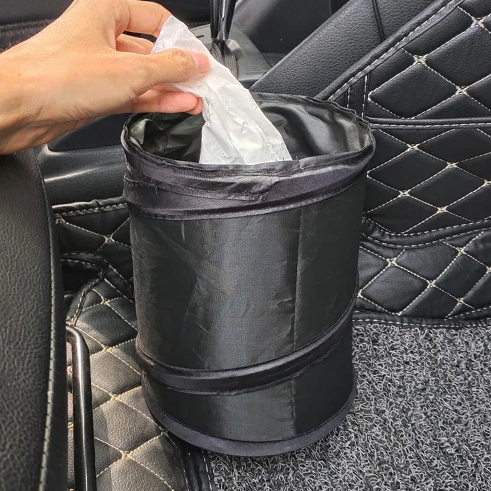 Collapsible Black Car Trash Can Pack Trash Bag Rubbish Waste Bin For Little Leak Proof Car Cooler Bag Garbage Wastebasket