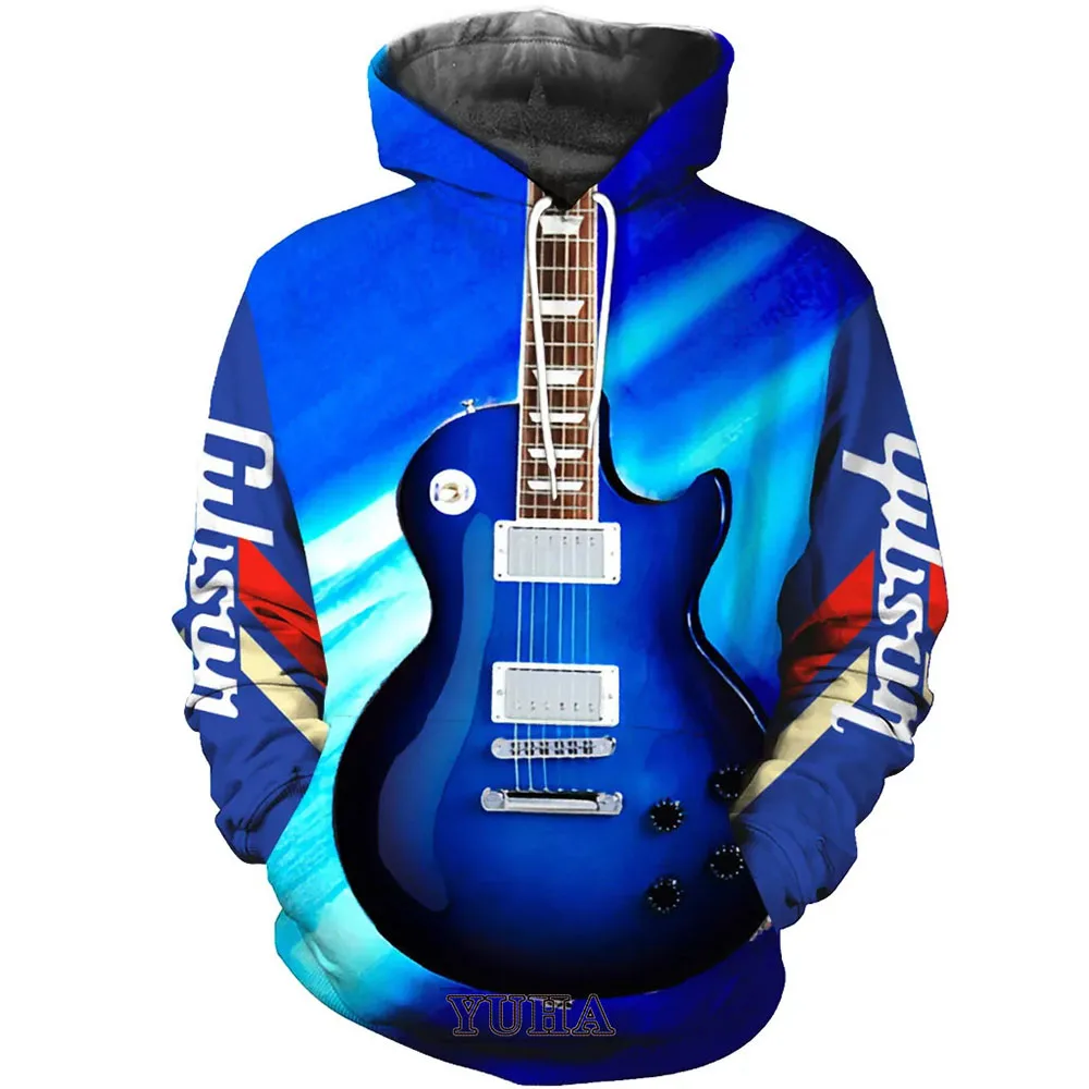 Popular 3d Print Musical Guitar Men Laxity Hoodie Casual Pullover Fashion Y2k Streetwear Trend Hip Hop Oversized Sweat Clothing