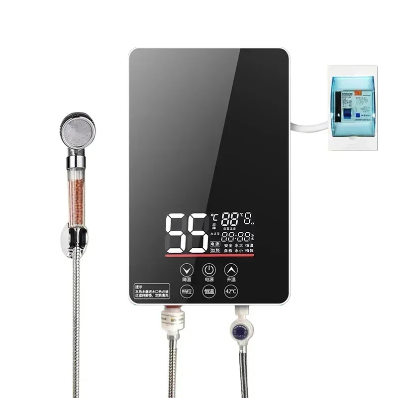 6050W 3.5L/min เครื่องทําน้ําอุ่น Tankless ไฟฟ้าความร้อนทันทีอุณหภูมิคงที่ในครัวเรือนเครื่องอาบน้ํารีโมทคอนโทรล 1