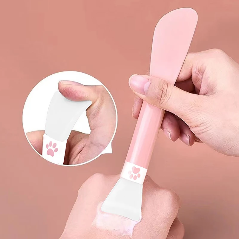 

1x Double-ended Silicone Mask Brush Soft Fan-shaped Brush Head Skin Care Tool Facial Stick Scraper Mudpack Brush Cleansing Brush