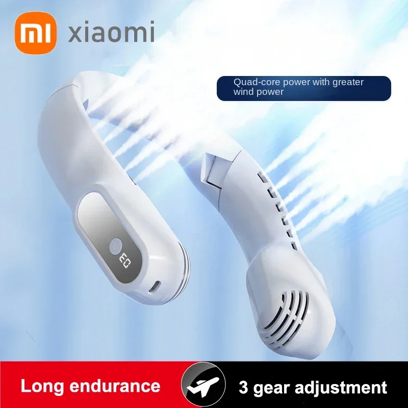 

XIAOMI 2024 шейный вентилятор Mijia USB Перезаряжаемый безлопастной вентилятор мини электрический вентилятор бесшумный шейный носимый охлаждающий вентилятор для спорта