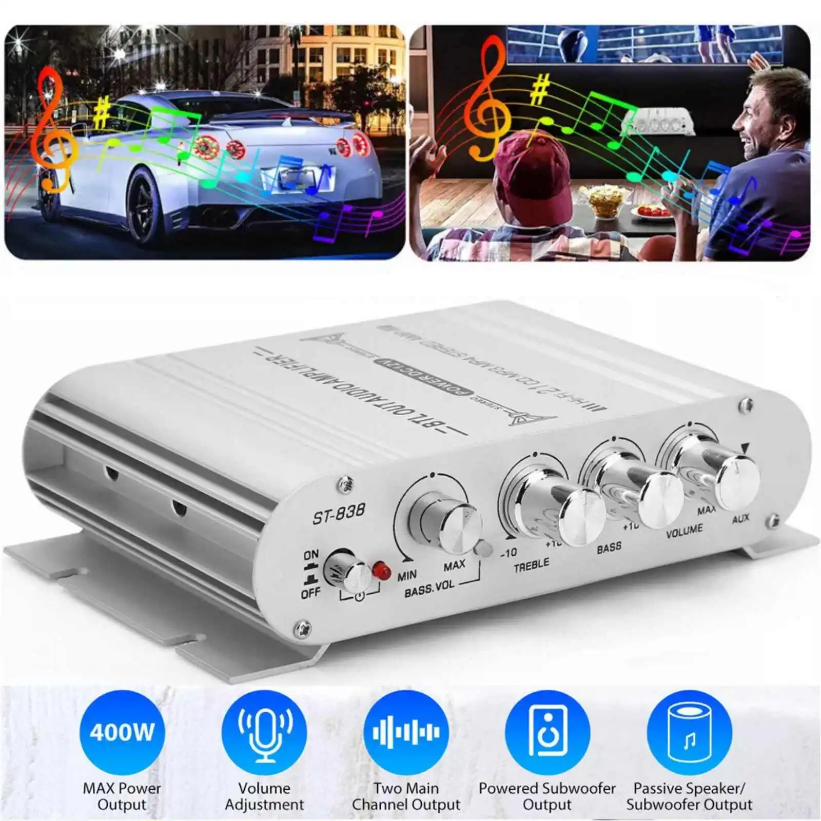 Mini ST-838 HiFi 2.1 Channel Power Amplifier