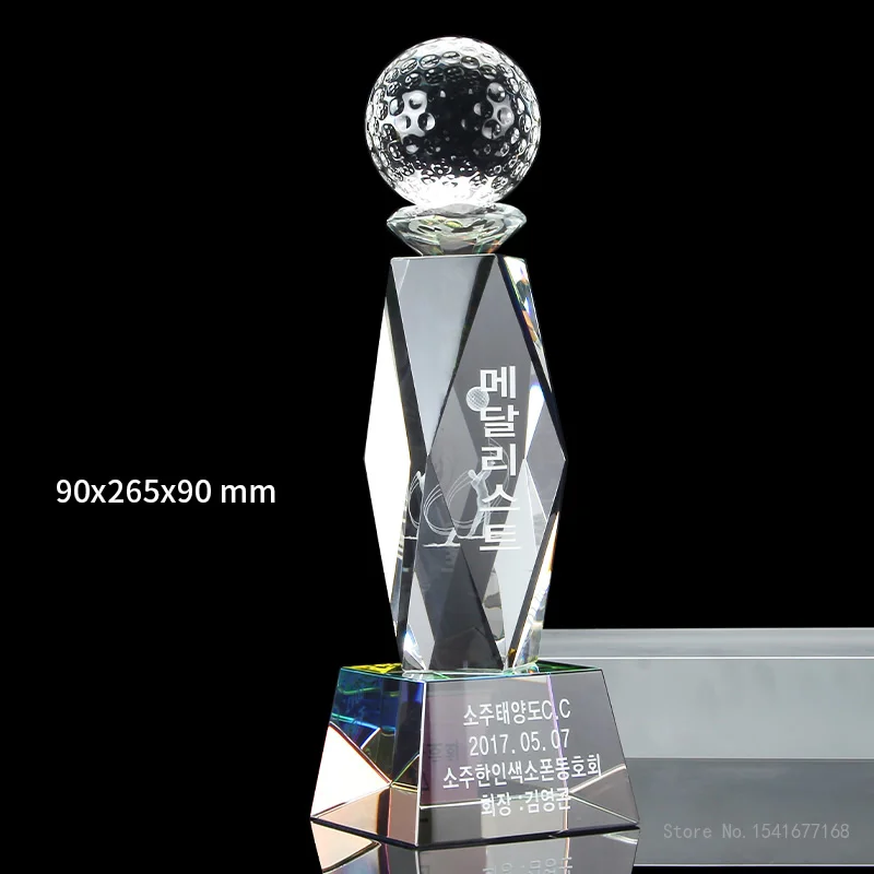 Customized High-end Sports Golf series Crystal Trophy, One shot Hole, Competition Award Medal Home Decoration Engraving New, 1Pc