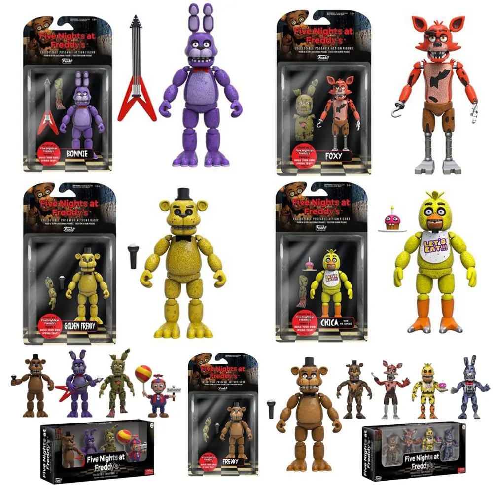 Hot 15Cm Fnaf Figure Blacklight Bonnie Foxy Chica Freddy Frostbe Action Figure Pvc Collection Doll Mobile Golden Freddy