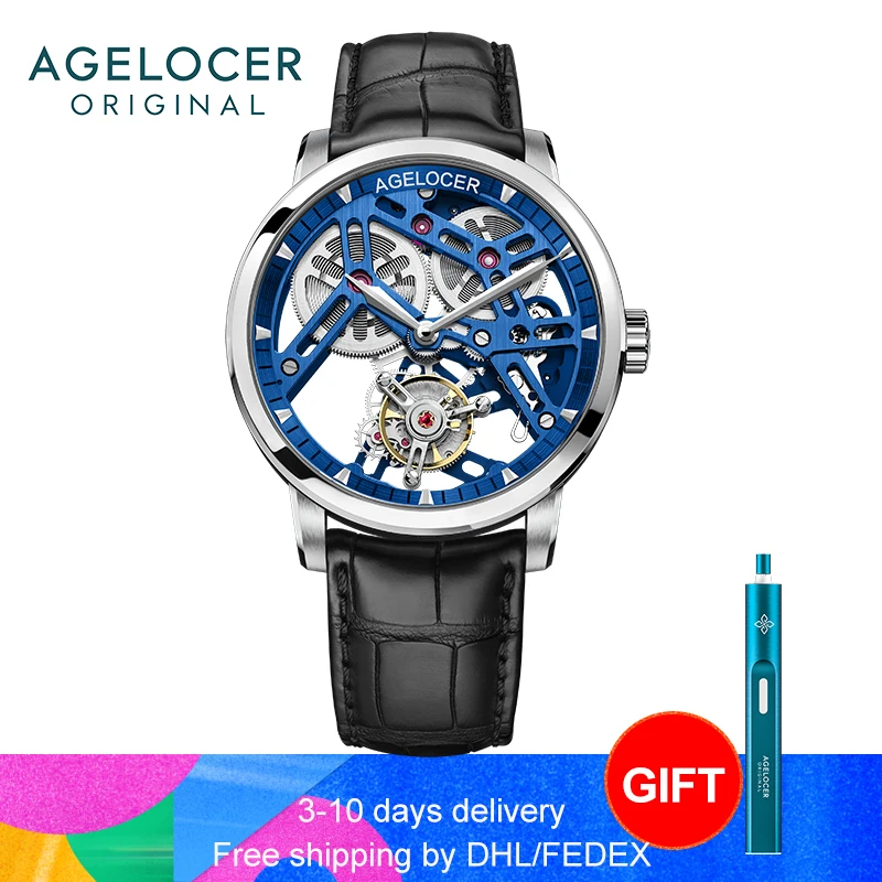 AGELOCER Top Brand da uomo Tourbillon Double-Sided Hollow