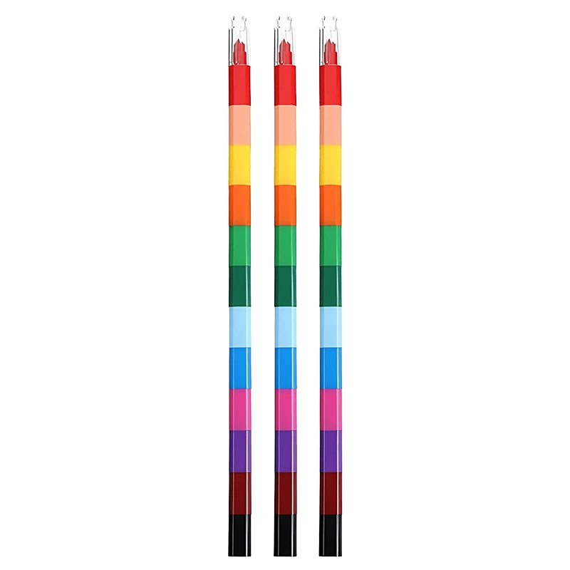 Vibrant 12-Color Stackable Rainbow Crayon Set - Creative Stationery and Fun Building Blocks Gift