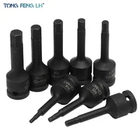 1/2 Inch Pneumatic Wrench Drive Impact Socket Set Hex Bits Hexagon Screw Socket Lengthened  H4 H5 H6 H7 H8 H9 H10 H12 Cr-MO 1