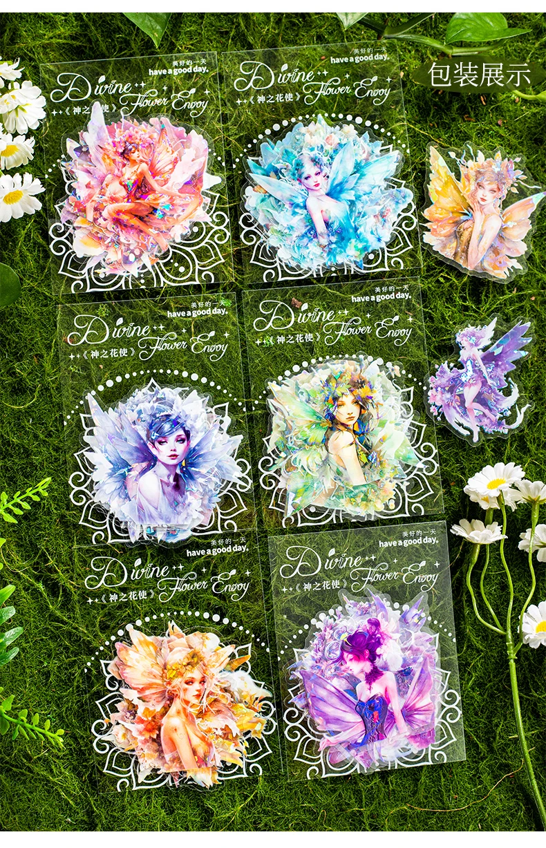 10 Stück Aufkleber-Set mit Blumen-Fee-Motiv, dekorativ, für Scrapbooking, Tagebuch, Album, Schreibwaren, selbstklebend, Diy-Aufkleber – Detail 3