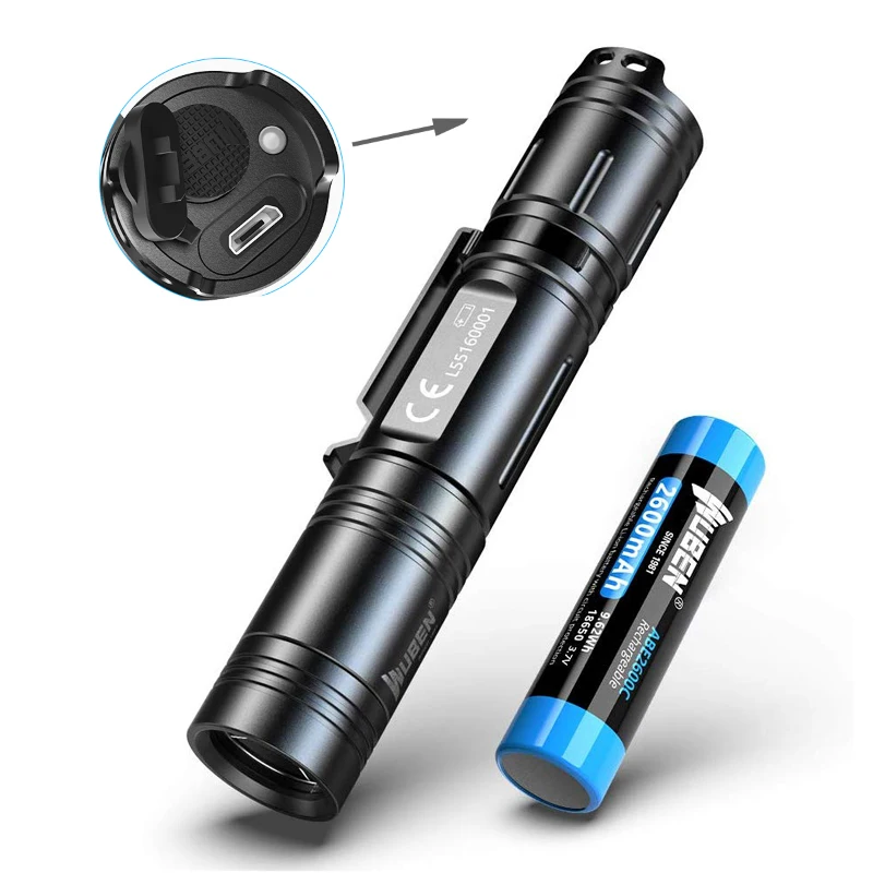WUBEN L50 1200루멘 USB 충전식 LED 손전등(18650 배터리 포함) 방수 스포트라이트 캠핑 랜턴