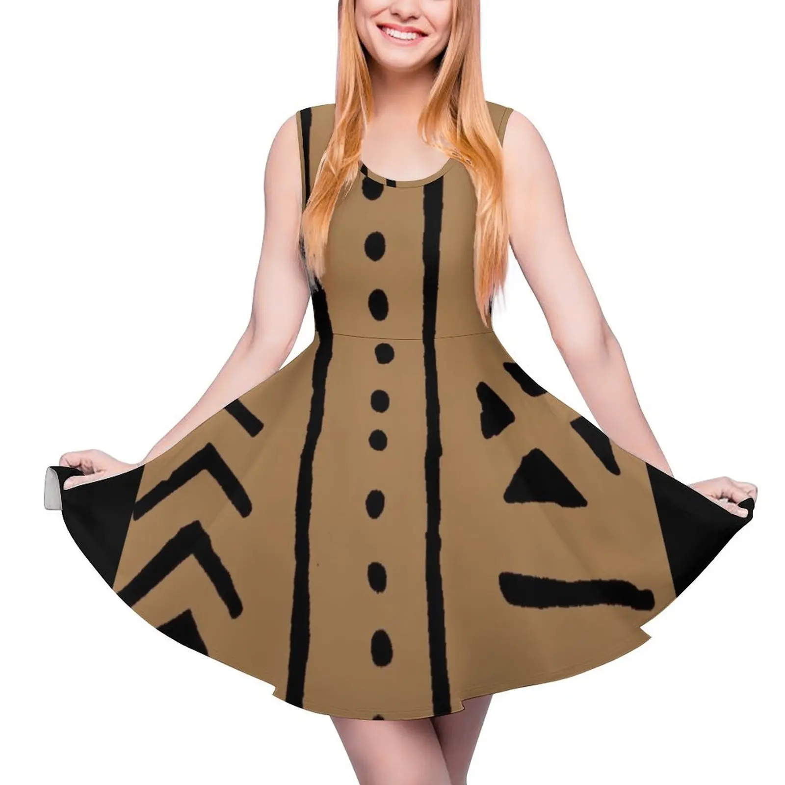 african mud tribal cloth Sleeveless Dress Womans evening dress Long dress long sleeve dresses