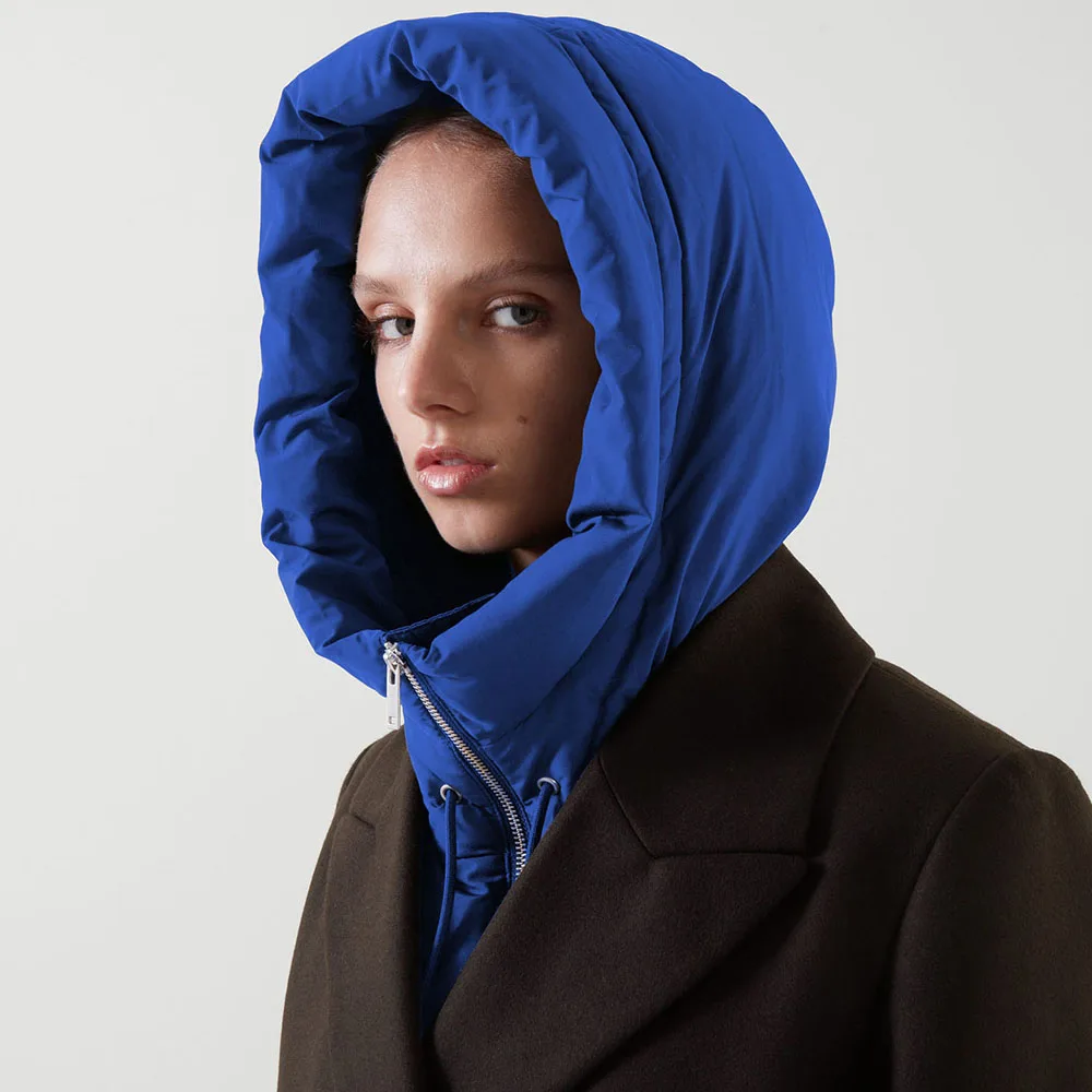 ジャケット・アウター Silk Polyester Shawl Collar Down Coat Winter Coat Scarf Hooded Fake Collar Hats Down Jacket Neck
