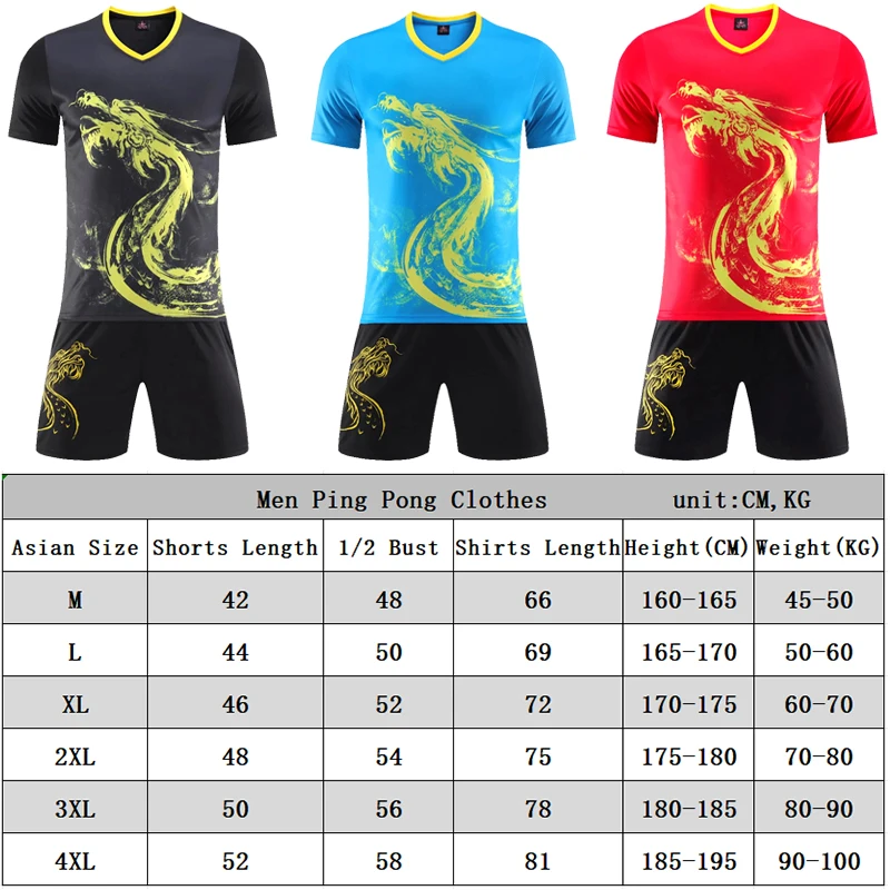 New Breathable Dragon Chinese Table Tennis Jerseys For Men Women Short Sleeve Ping Pong t shirt Table Tennis Uniforms Clothes