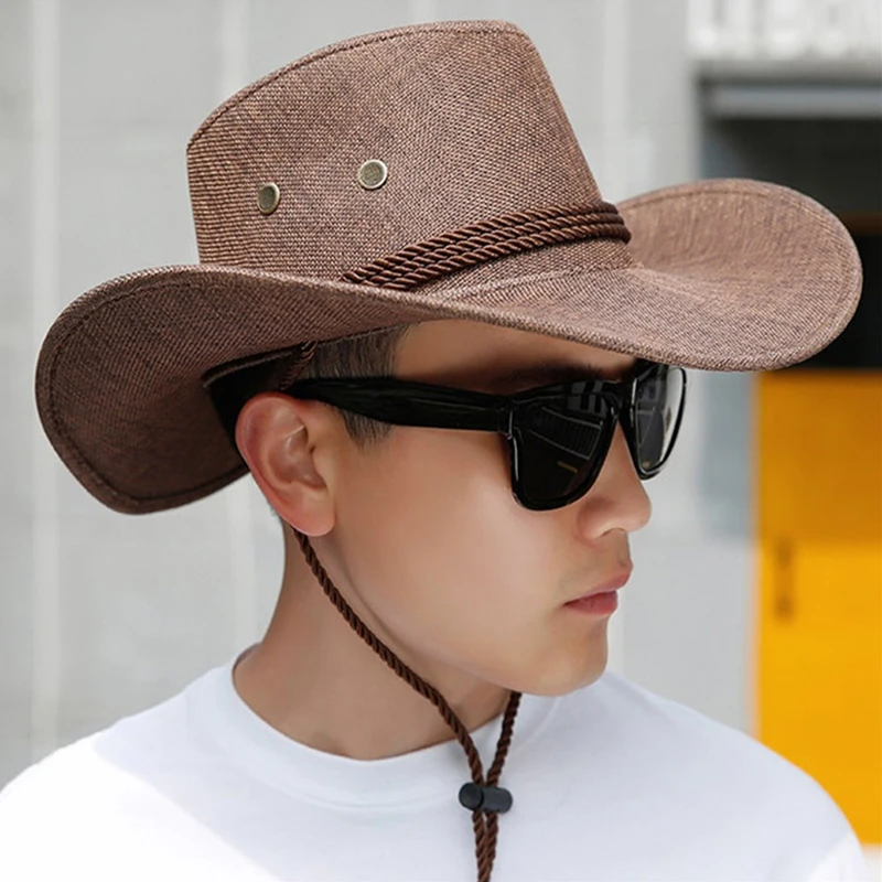 Summer Fashion Cowboy Hat Bohemian Accessories Denim Straw Hat Men's Women's Outdoor Travel Beach Hat Unisex Western Cowboy Hat