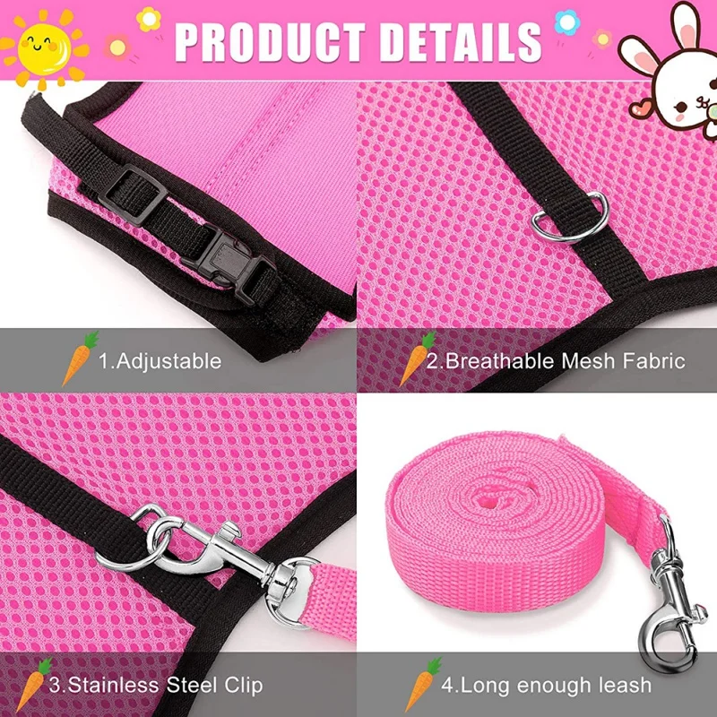 light up dog collar Pet Mesh Harness With Leash Small Animal Harness Vest Lead for Hamster Rabbit Guinea Pig Small Animal Accessories Pet Lead Set dog collars outdoors