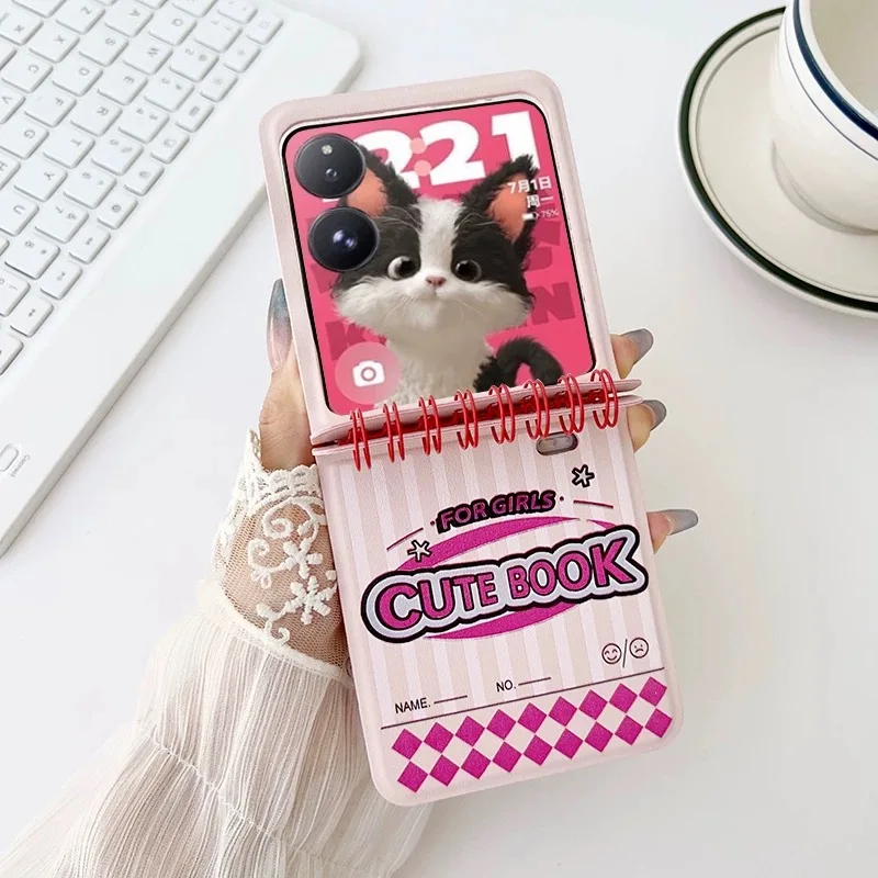Y2K Painted PU Leather Protective Phone Case - Notebook Design