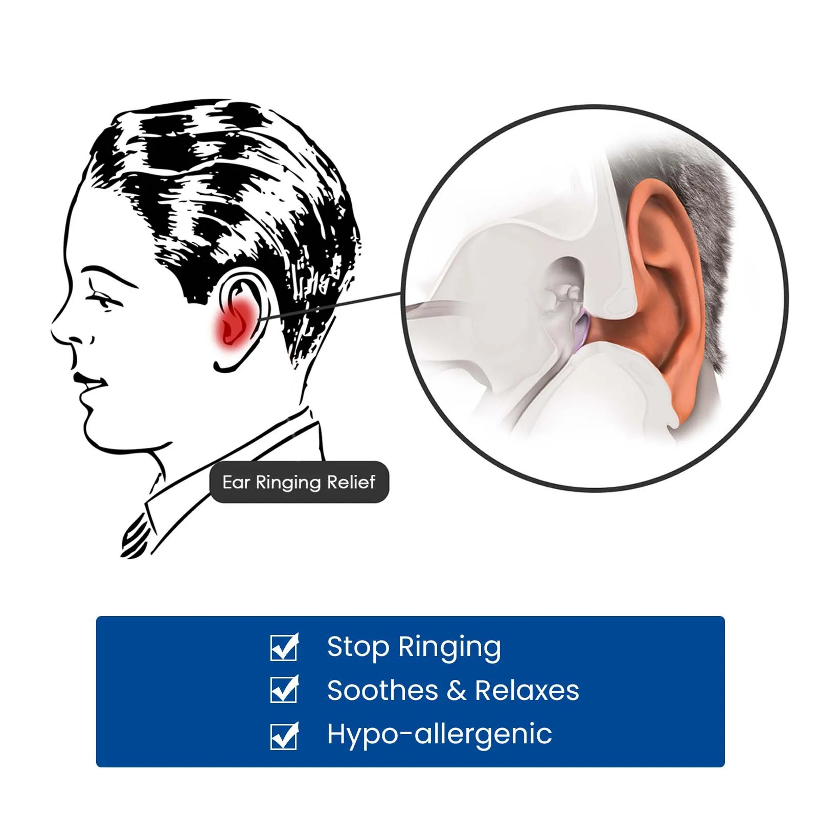 Anti Tinnitus Magnetic Clip Portable Relief Ringing pain Itching Clean Ear Canal Blockage Improve Hearing Loss