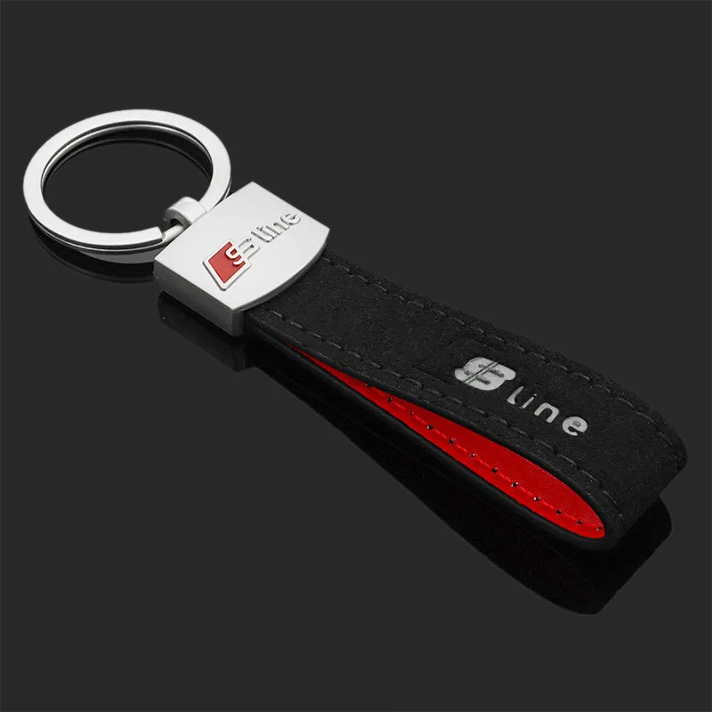 creative suede Leather car styling key ring for audi sline logo