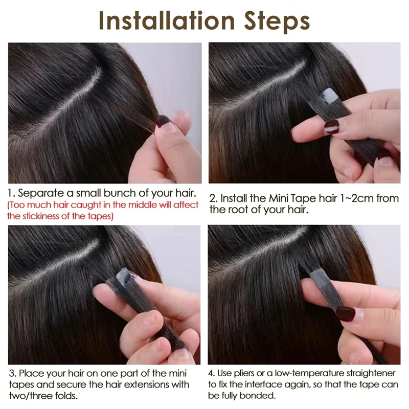 MINI páska v člověk vlasy prodlužování přímo vlasy 10pcs/pack evropan remy přímo neviditelná tape-ins lepidlo vlasy prodlužování