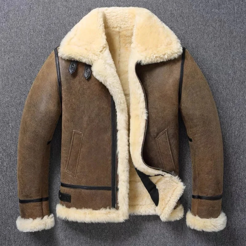 

Original Ecological Sheepskin Fur All-In-One Winter B3 Genuine Leather Jacket Men's Thickened Warm Large Size