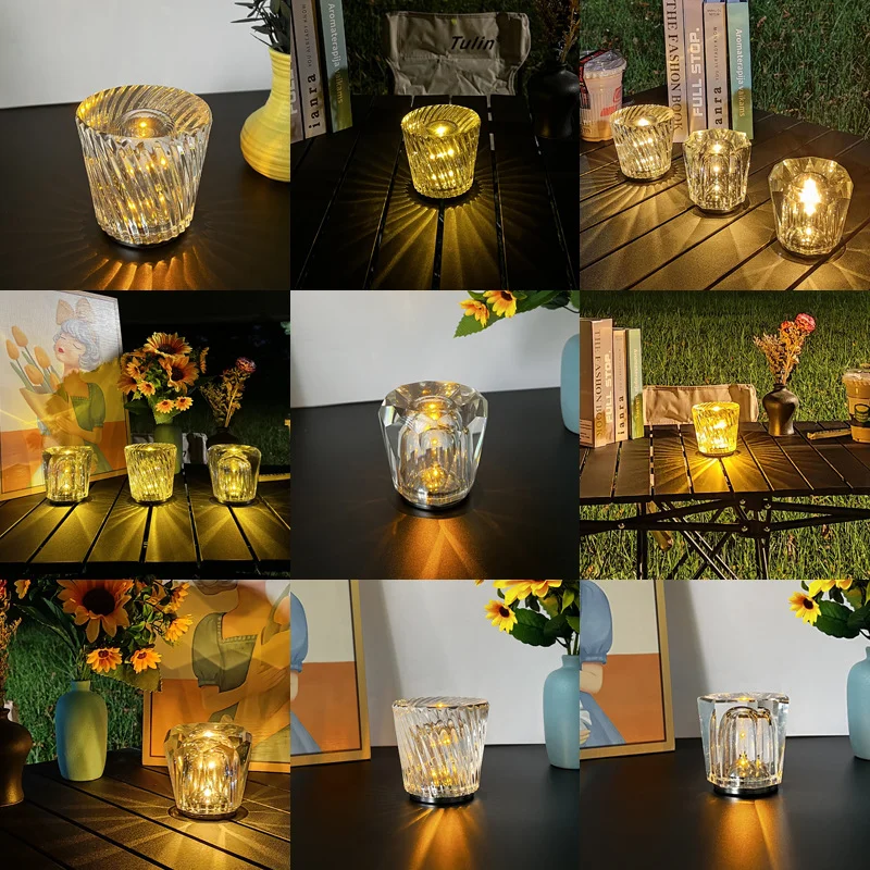 Battery Lamp children's Tabletop Light Scandinavian Crystal Table Lamp Desk Decoration Lamp Bedroom Room Lamp LED USB Chargeable