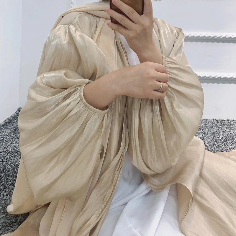Модное блестящее женское платье-хиджаб Eid Djellaba Дубай с пышными рукавами