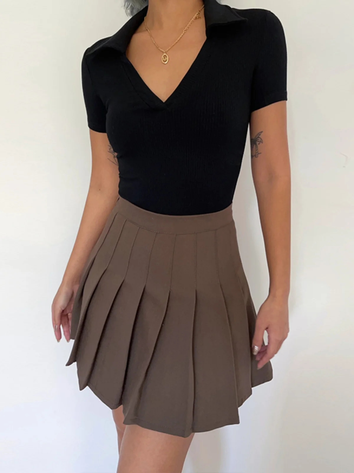 

JK S New High Waisted College Style Suit Pleated Skirt
