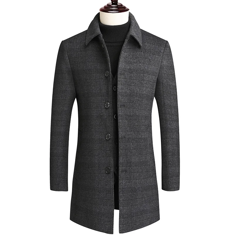 

arrival 2023 new winter wool Plaid trench coat men,autumn mens thicken liner detachable woolen overcoat ,plus-size M-4XL K1079
