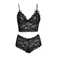 Costume de sous-vêtements imprimés de fleurs en dentelle fine, ensemble de Lingerie Sexy pour femmes, bretelles réglables, bonnet Triangle, Bralettle 6