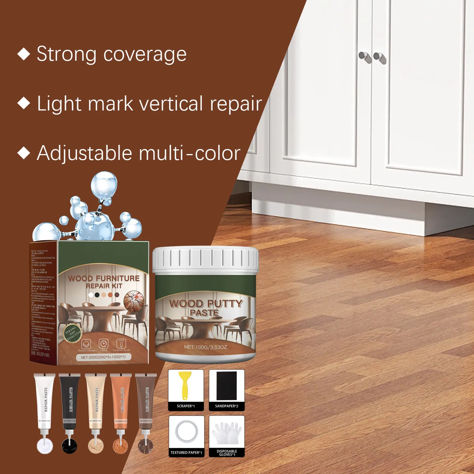 Wooden Furniture Repair Wood Filler Trimming Cream Wood Wall Putty Liquid Cream for Scratch Repair Putty