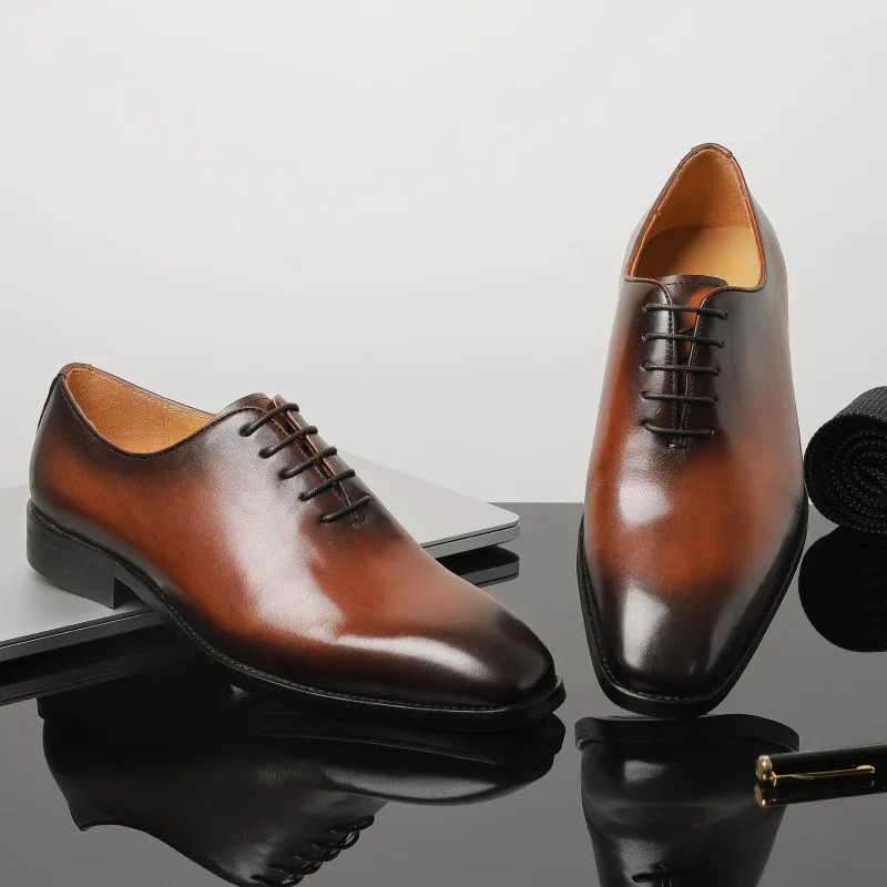Awesome Handmade Men's Tan Leather Wholecut Pointed Toe Lace Up Shoes, Men  Goodyear Welted Dress Formal Shoes