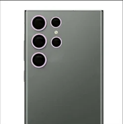 Glossy Luminous Camera Protector with Ceramic Lens Rings and Tempered Glass Film Cover - FOR Galaxy S24 Ultra (Purple)