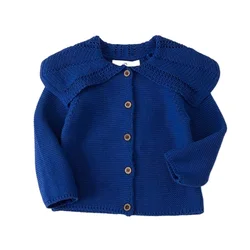 Cardigan tricoté pour bébé avec col à pétales,gilet à la mode pour petites filles, automne hiver, 